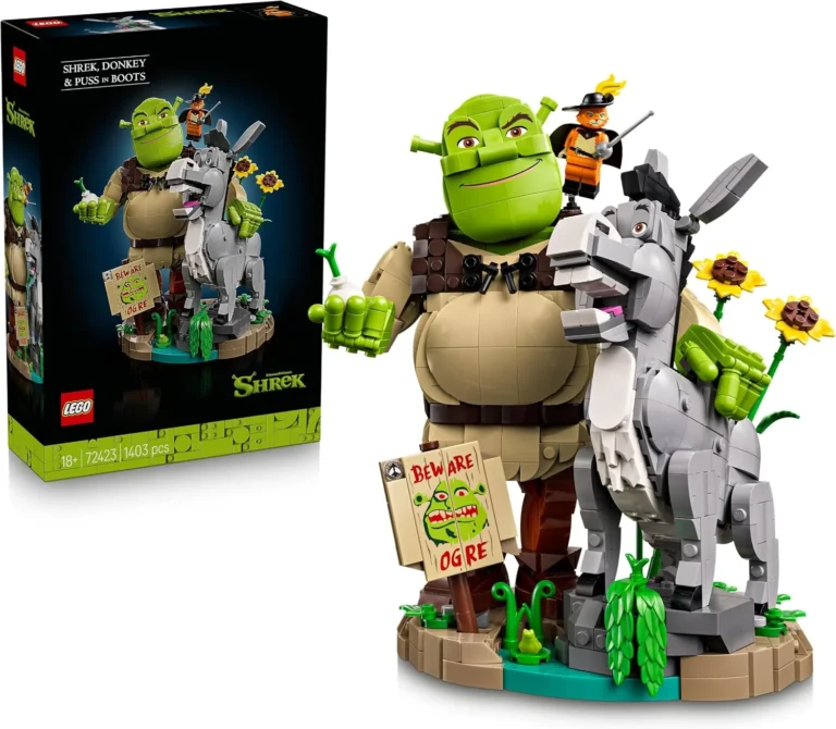 LEGO Shrek Donkey And Puss In Boots Movie Memorabilia Model Kit For Adults Displ