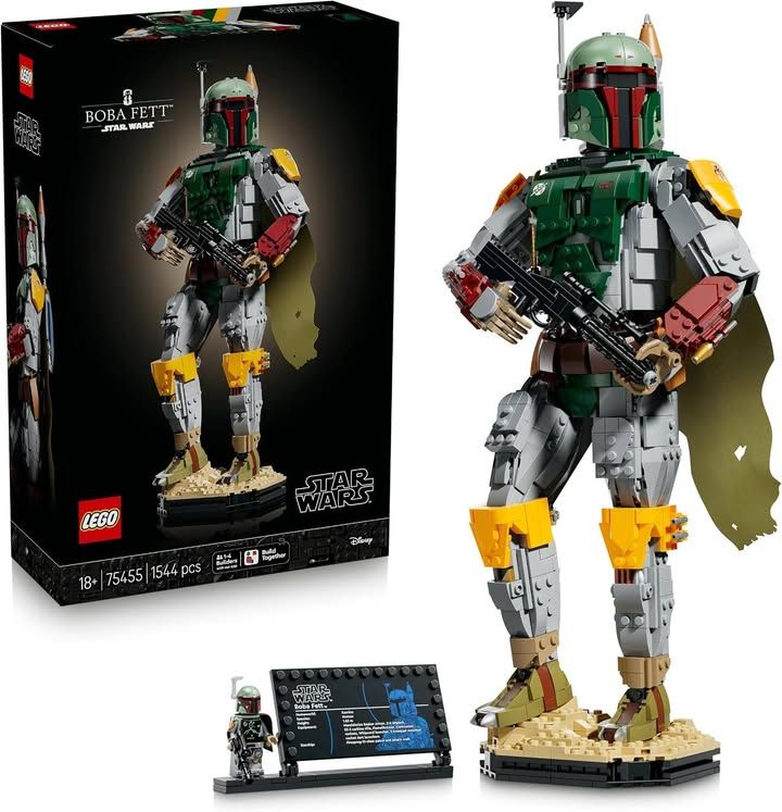 LEGO Star Wars 75455 Boba Fett Figure Model Kit For Adults Incl Beskar Armour Bl