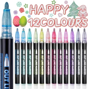 Lenski Stocking Fillers Kids 12 Glitter Pens And Colouring Pens Girl Gifts
