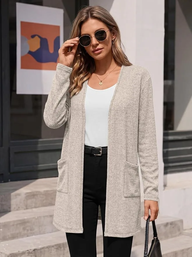 Lillusory Womens Long Cardigans Lightweight UK Fall Clothes With Pocket