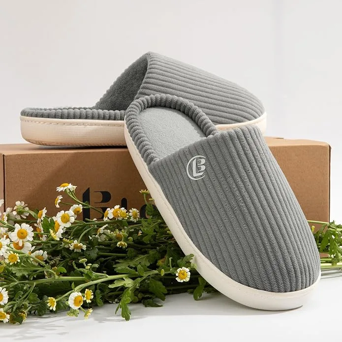 Longbay Women S Warm Slippers Comfy Corduroy Memory Foam Slip On House Shoes Ind