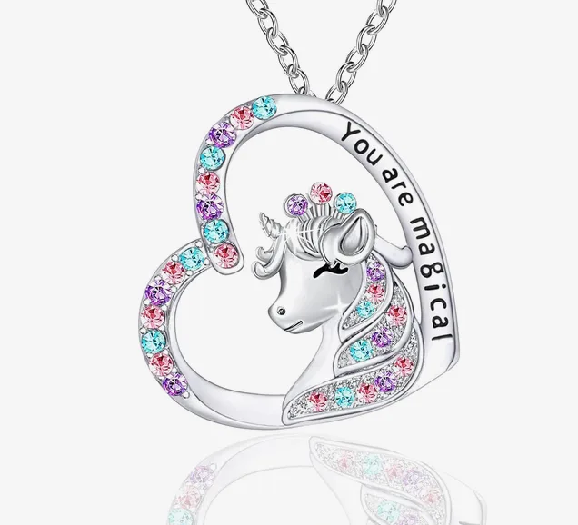 Luckimoli You Are Magical Necklace For Girls Crystal Heart Pendant Necklaces Jew