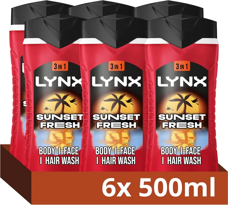 Lynx Sunset Fresh 3 In 1 Body Wash Men S Hair Face And Body Cleanser With A Mang