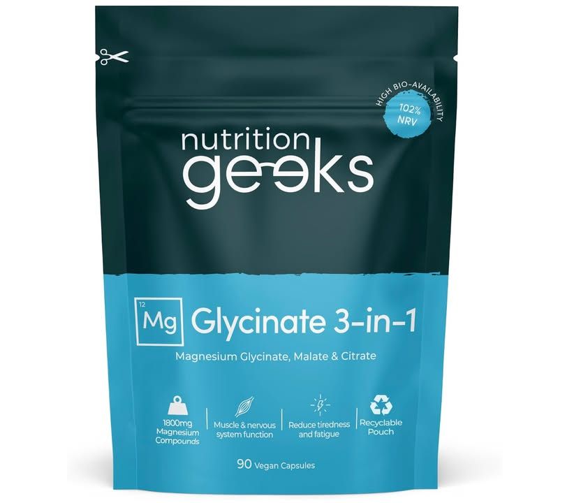 Magnesium Glycinate 3-in-1 Complex - 1800mg Supplements as Bisglycinate, Citrate & Malate 90 Vegan Capsules, Triple High Absorption 384mg Elemental, UK Made