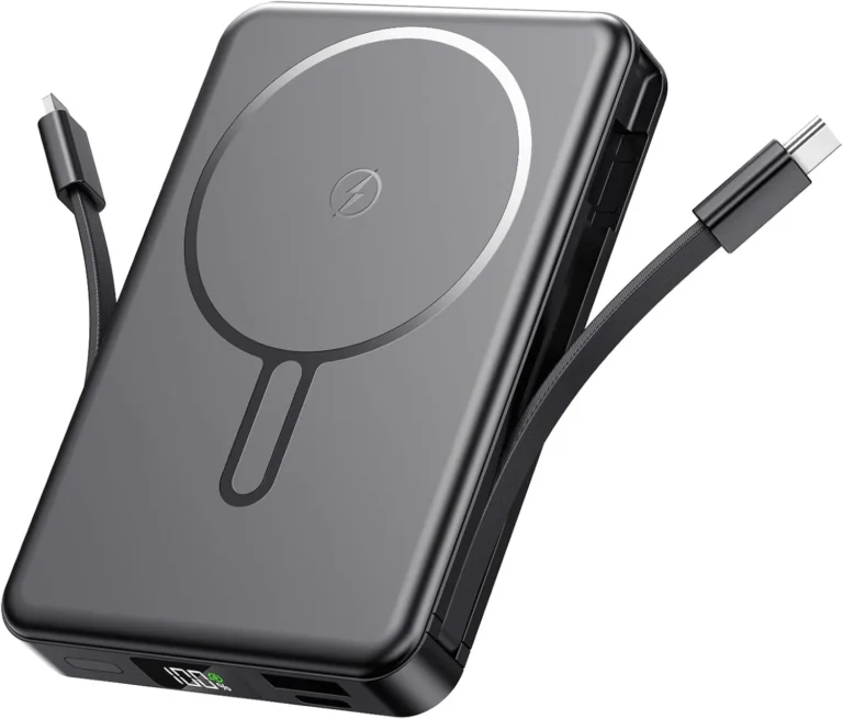 Magnetic Power Bank With Built In Cables 10000mah Portable Charger