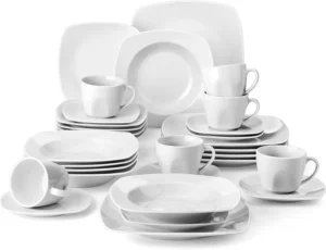 Malacasa 30 Piece Porcelain Plates And Bowls Set For 6 With Cup And Saucer