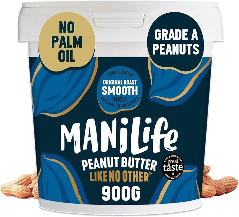 Manilife Original Roast Smooth Natural Peanut Butter 900g High Protein No Palm O