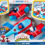 MARVEL Spidey and His Amazing Friends Spidey Team Split Racer - 8.5-Inch Three-in-One Vehicle with Web Darts, Sound Effects, and Phrases