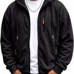 Mens Fleece Jackets Full Zip Long Sleeve Winter Thermal Hood