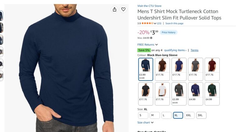 Mens T Shirt Mock Turtleneck Cotton Undershirt Slim Fit Pullover Solid Tops