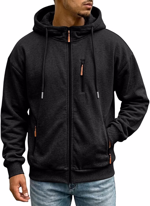 Mens Zip Up Hoodies Fall Pullover Zip Up Long Sleeve Casual