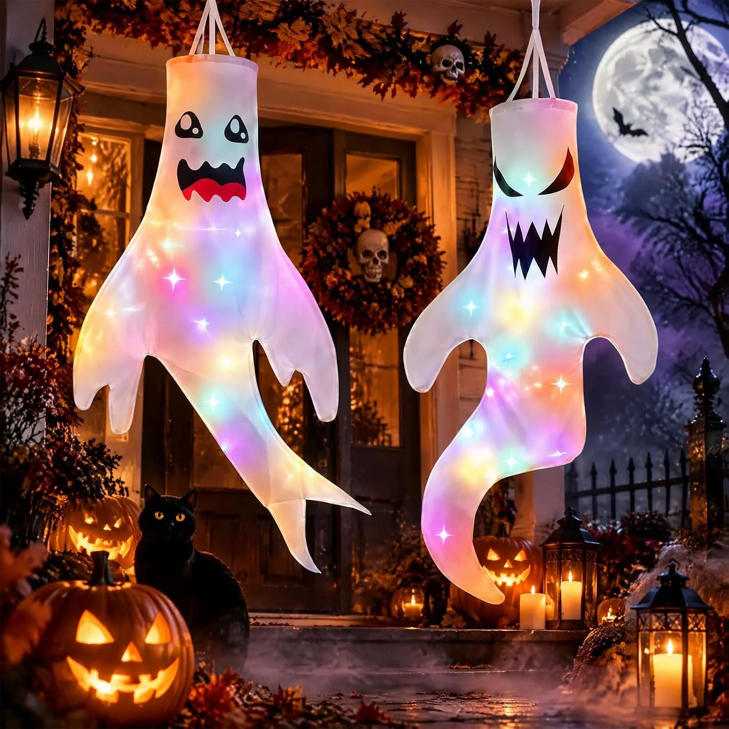 Mepham Halloween 2 Piece Decorative Outdoor Ghost Style Bag With Led Light Chain