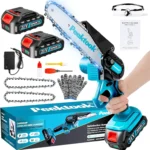 Mini Chainsaw-6 Inch Brushless Motor Cordless Chainsaw with 2 Battery & 2 Chains, Small Battery-Powered Electric Chain Saw with Safety Lock for Tree Trimming Gift for Men Dad Women Husband Father 2026