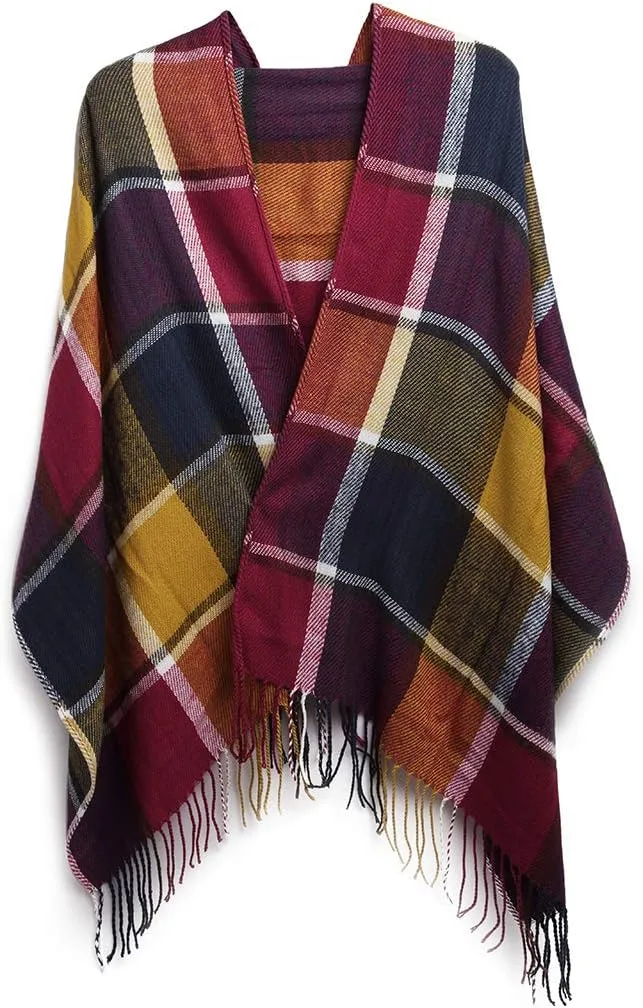 Miss Lulu Damen Schal Winter Ubergro Er Quadratisch Deckenschal Karo Tartan Stre