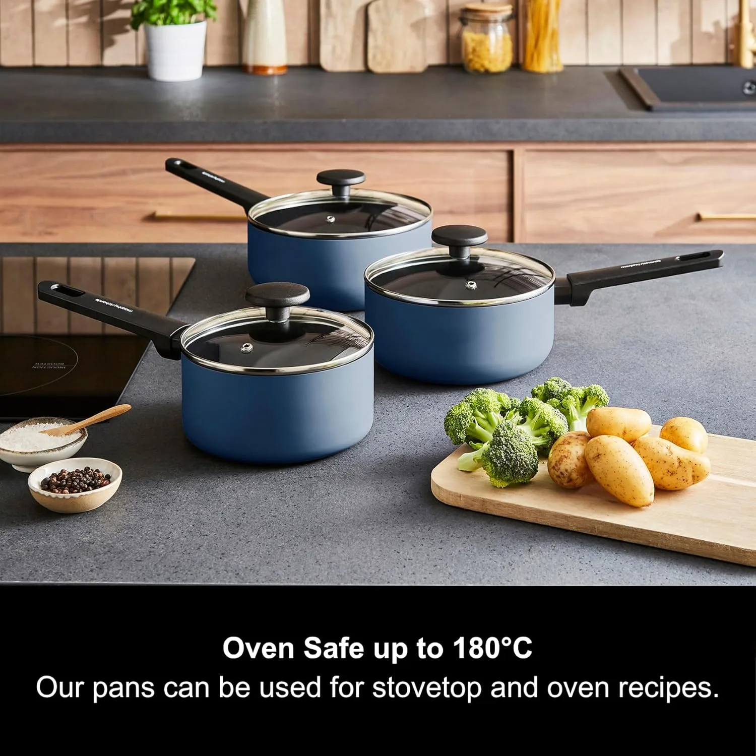 Morphy Richards 3 Piece Saucepan Set Recycled Aluminium 16cm 18cm And 20cm Sauce