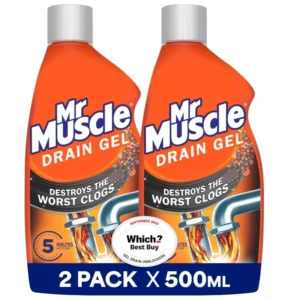 Mr Muscle Drain Unblocker 2x500ml Heavy Duty Fast Acting Gel Sink Unblocker