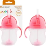 Munchkin 2 Pack Tip&Sip Baby & Toddler Weighted Straw Cups | 207ml | Pink