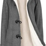 Nadeer Womens Horn Button Fleece Lined Thicken Coat Winter Warm Long Hoodies Jacket Fashion Casual Duffle Zipper Hooded Coats Classic Elegant Toggle Jackets with Pockets