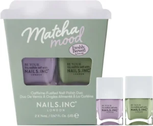Nails Inc Matcha Mood Nail Polish Duo Gift Set Caffeine And Green Tea Infused Fa
