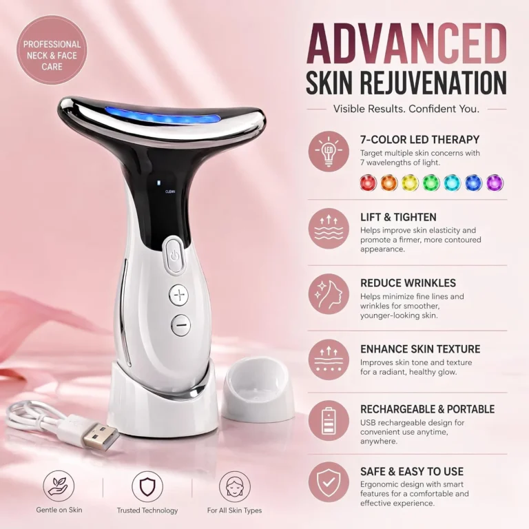 Neck Face Massager Tool With Heat And Cold 7 In 1 Portable Facial Massager