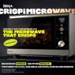 Ninja CRISPi Microwave and Air Fryer, FusionCrisp Technology, 8 Microwave and 5 Air Fry Presets, Includes 5.2L PFAS-Free Glass Cooking Dish, Removable Crisper Tray, Stone & Gold MW101UKSDBRN