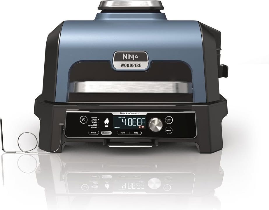 Ninja Woodfire Pro Connect XL Electric BBQ & Smoker, Blue Black OG901UK