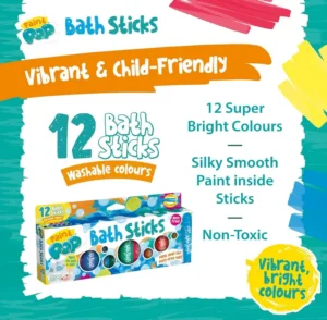 Paint Pop Bath Sticks Kids Washable Tub Wall Crayon Set 6 Pack
