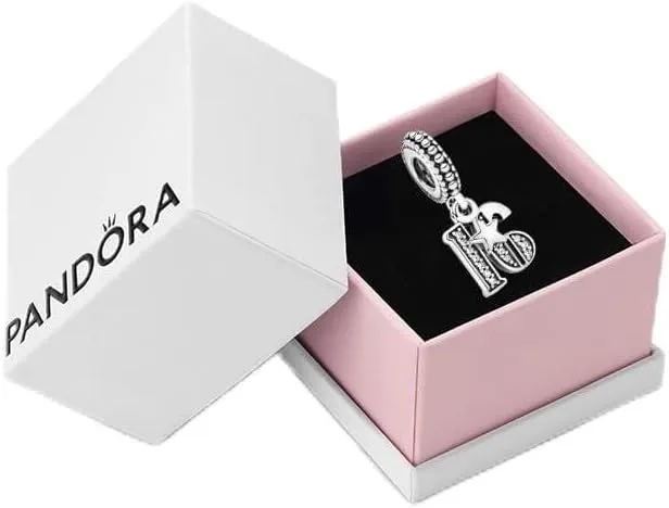 Pandora Silver 16 Years Of Love Dangle Charm For Bracelet Gift Box