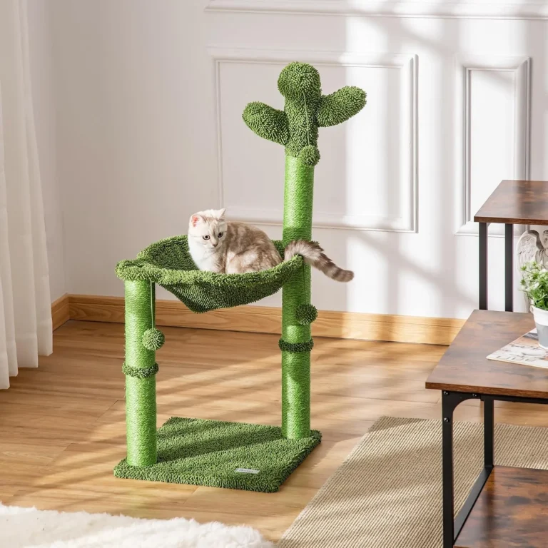 Pawhut Cactus Cat Tree Tower For Indoor Cats Hammock Bed 40 X 40 X 96 Cm