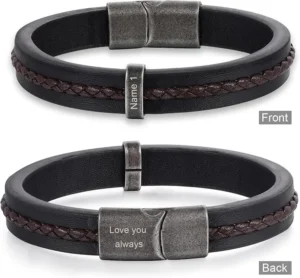 Personalized Leathers Bracelet For Men With 1 5 Names