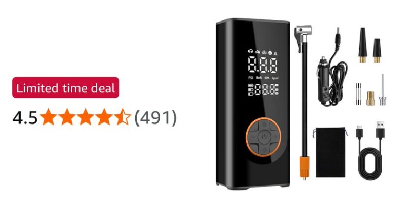 Portable Air Compressor Car Tyre Pump 6000mah Corded Cordless Dual Power Supply