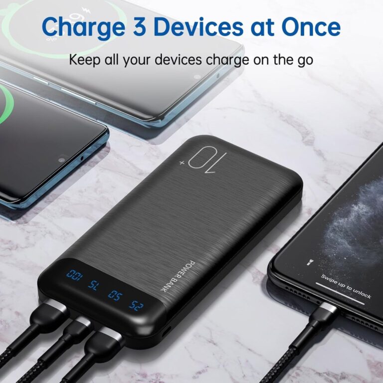 Portable Charger 10000mah Slim USB C Input And Output Power Bank With Led Displa