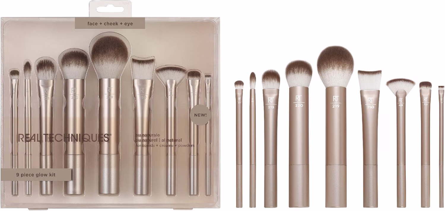 Real Techniques Au Naturale Makeup Brush Kit Set Of 9 Gold