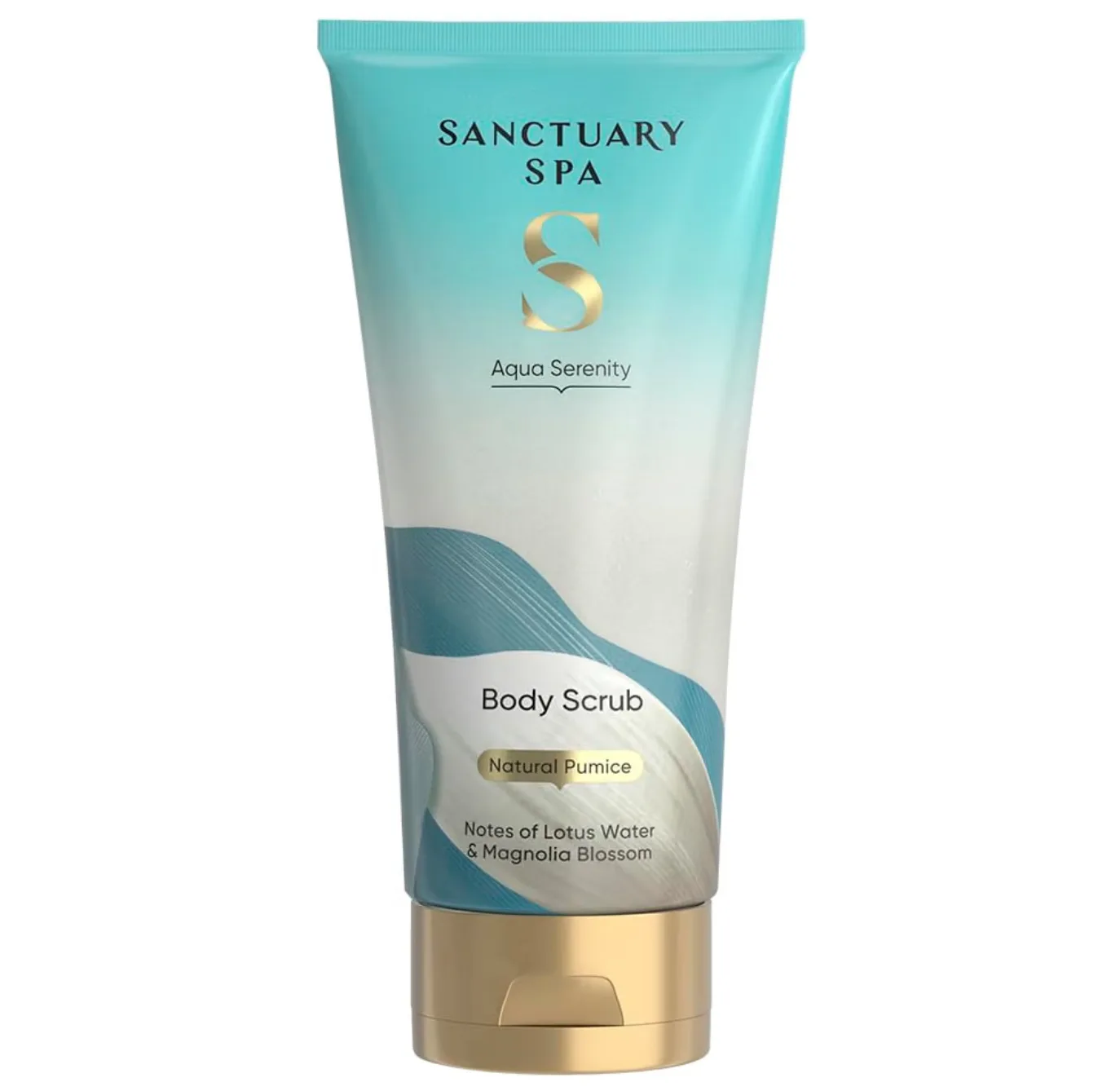 Sanctuary Spa Aqua Serenity Body Scrub, 200ml, Gentle Exfoliating Gel with Natural Pumice, Lotus Water & Magnolia Blossom – Refreshing Ocean-Inspired Fragrance for Smooth, Soft Skin
