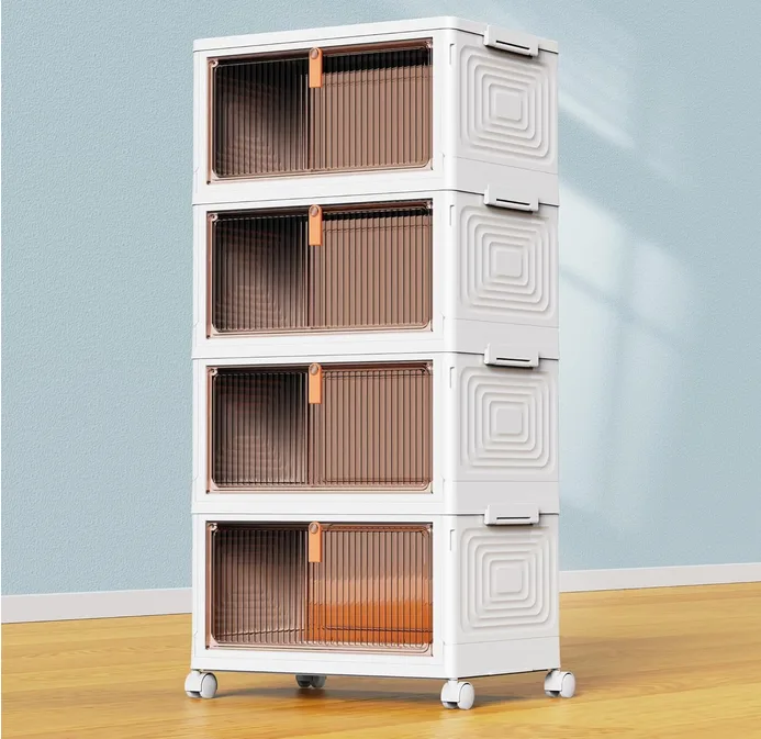 Savvystor Storage Boxes With Lid 4 Tier Plastic Storage Drawers Stackable Boxes