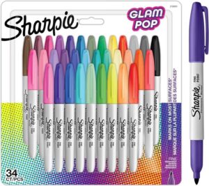 Sharpie Glam Pop Permanent Markers Fine Point For Bold Details Assorted Vibrant