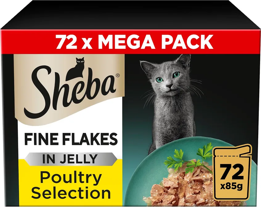 Sheba Fine Flakes In Jelly Poultry Collection Wet Cat Food Pouches For Adult Cat
