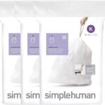 simplehuman CW0260 code K Custom Fit Bin Liner Bulk Pack, White Plastic (3 Pack of 20, Total 60 Liners)