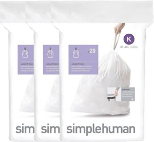 Simplehuman Cw0260 Code K Custom Fit Bin Liner Bulk Pack White Plastic 3 Pack Of