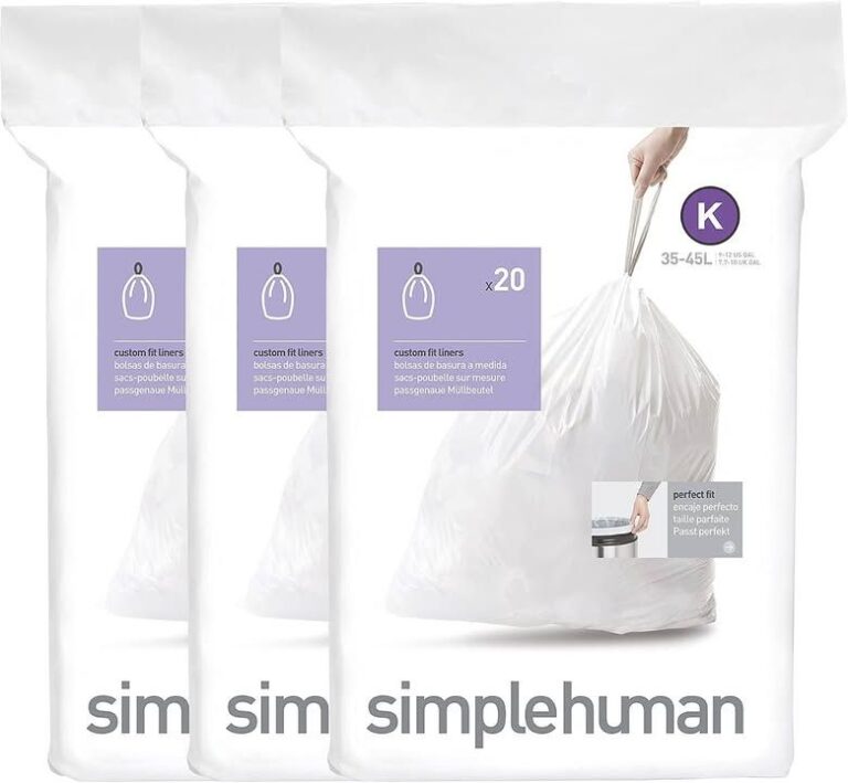 Simplehuman Cw0260 Code K Custom Fit Bin Liner Bulk Pack White Plastic 3 Pack Of