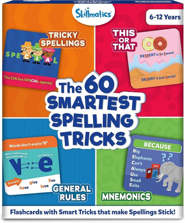 Skillmatics Spelling Tricks Flash Cards For Kids 60 Cards 4 Categories