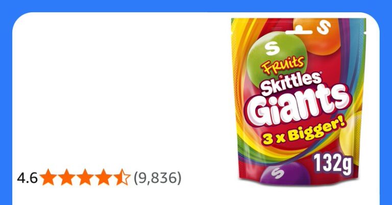 Skittles Giants Fruit Flavoured Chewy Vegan Sweets Sharing Pouch 132g