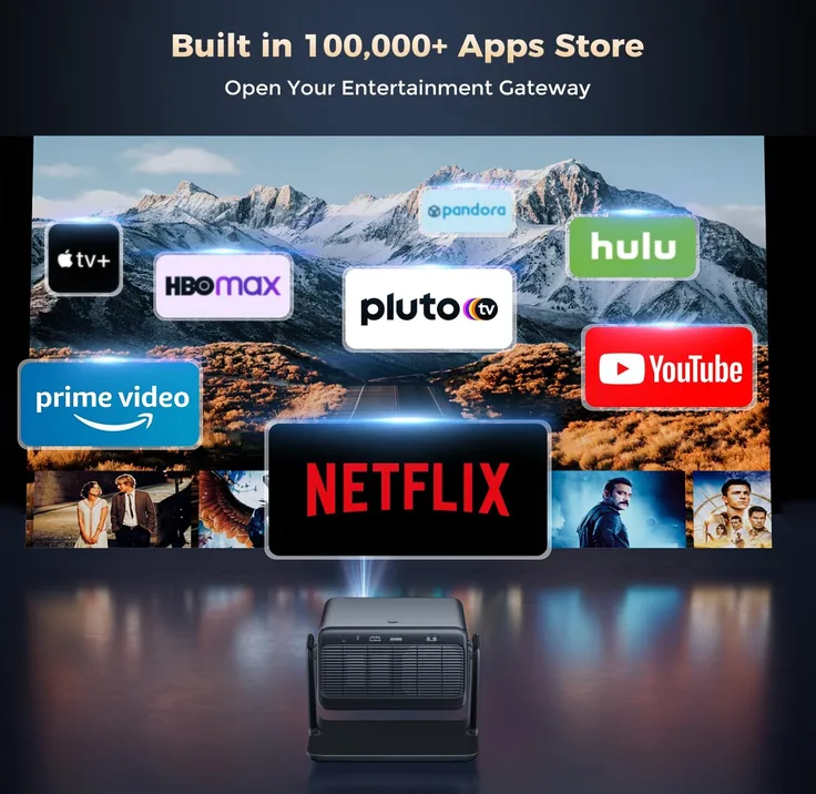 Smart 4k Projector Netflix Included And Dolby Audio Auto Focus And Keystone Amee