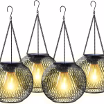 Solar Lights Outdoor Garden, 4 Pack Vintage Hanging Solar Lanterns