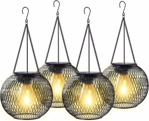 Solar Lights Outdoor Garden 4 Pack Vintage Hanging Solar Lanterns