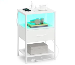 Songmics Bedside Table With Charging Station