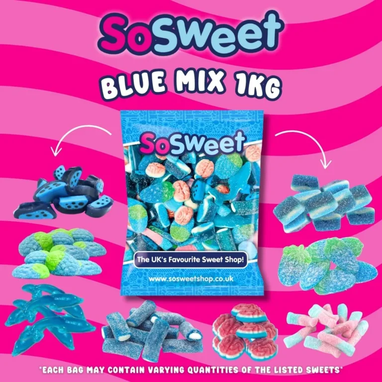 Sosweet Blue Sweet Mix 1kg Bulk Bag Fruity Blue Themed Pick And Mix Sweets Party