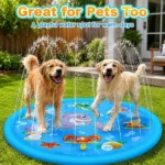 Splash Pad for Kids, Dog Paddling Pool, Foldable Summer Garden Outdoor Swimming Pools for Boys, Girls, Children, Dogs, Fun Swimming Pool Water Toys, 100cm