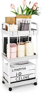 Storage Trolley Cart 3 Tier Plastic Rolling Storage Rack