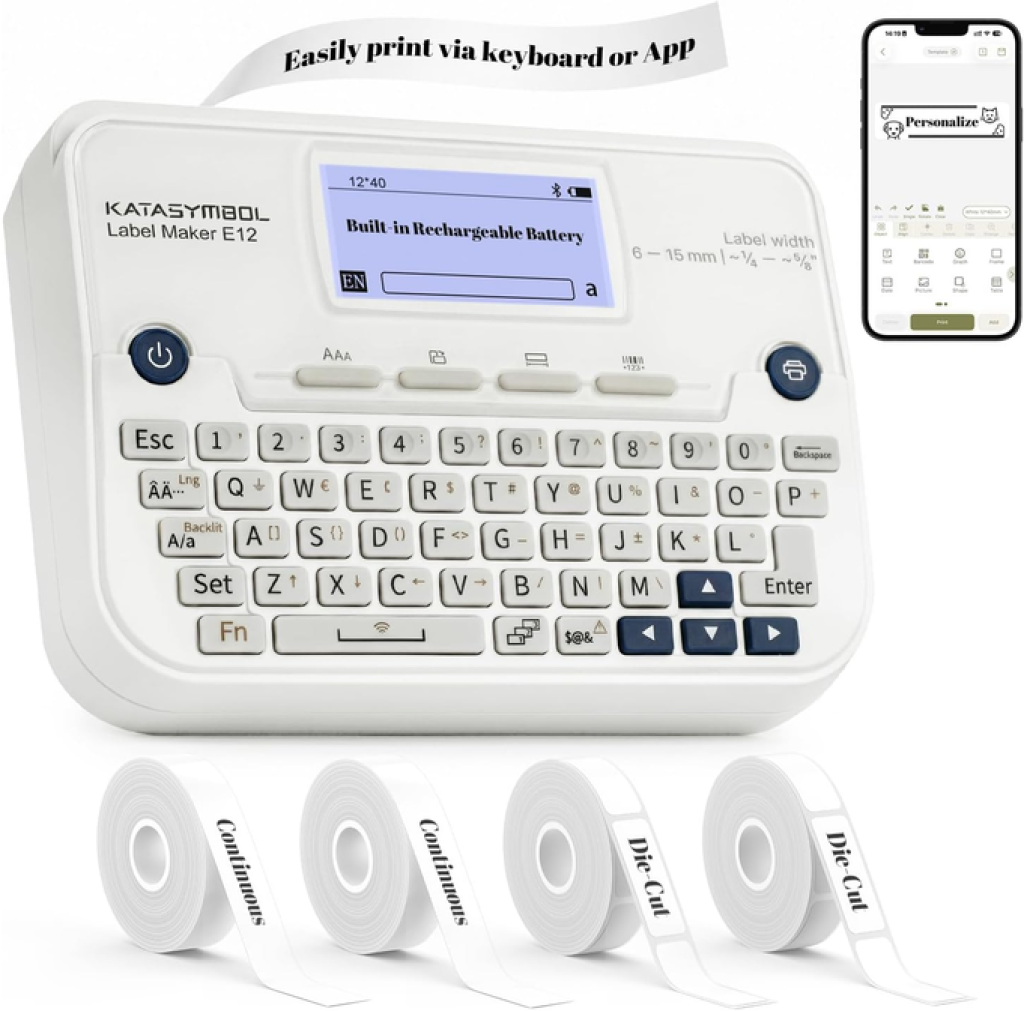 Supvan E12 Keyboard And Bluetooth Label Maker Machine With 4 Tapes